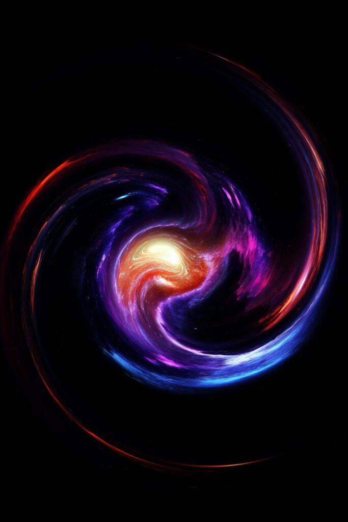 A vivid cosmic swirl depicting colorful nebulae and cosmic light in deep space.